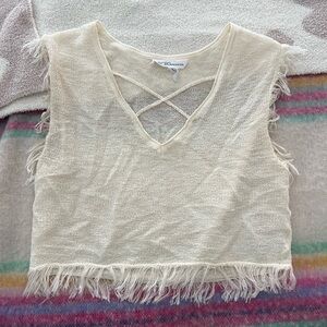 A little wrinkled, but super cute BCBG fringe top